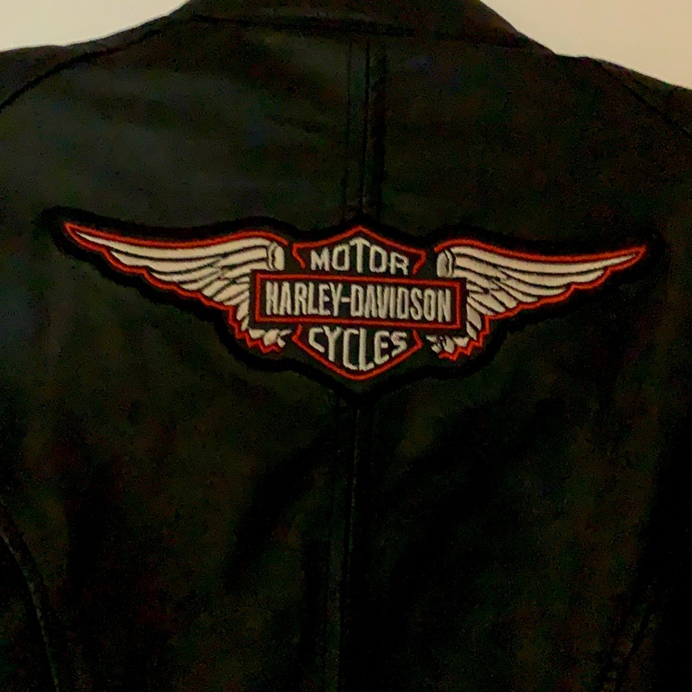 Harley Davidson Black Leather Riding Jacket - Picture 4 of 10